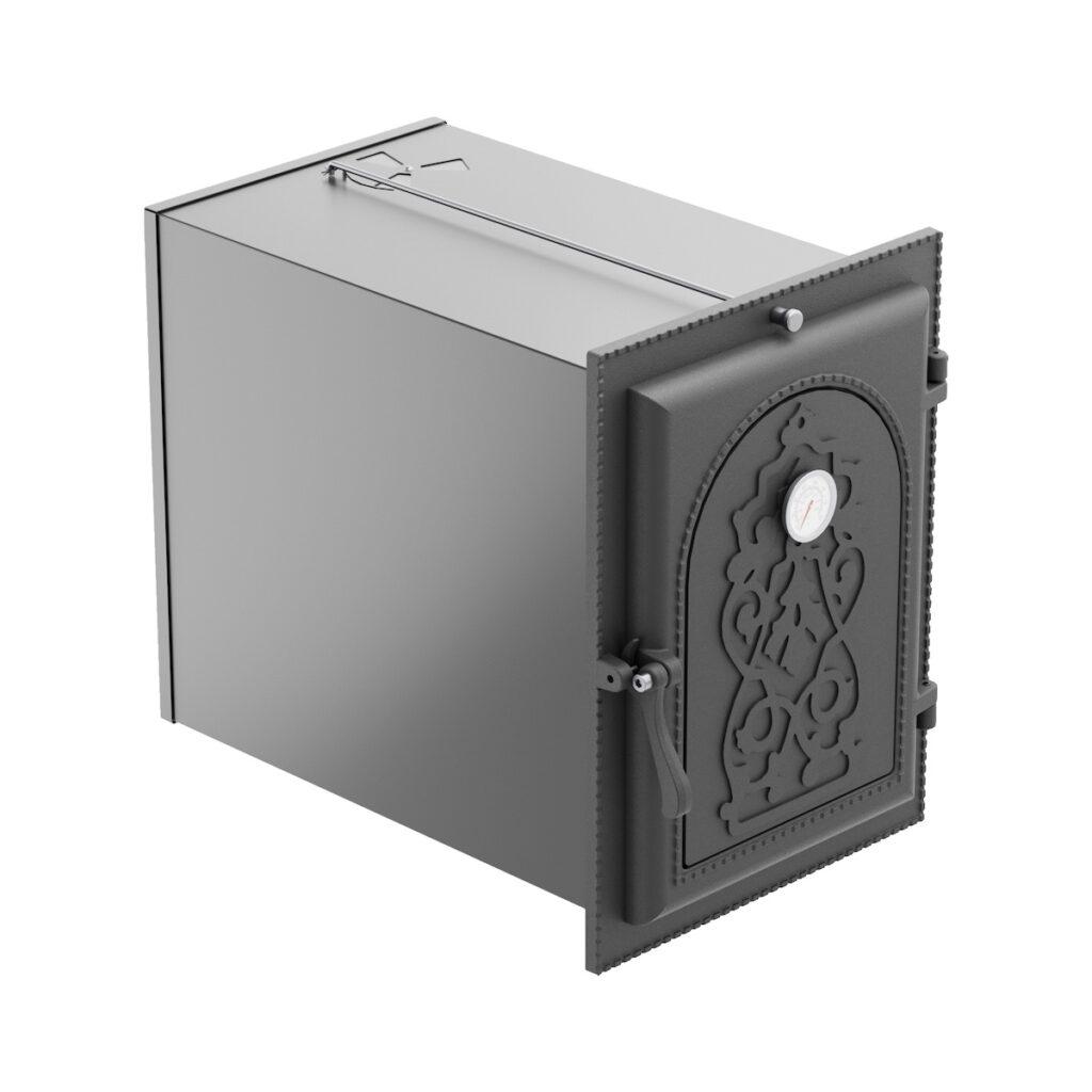 Коптильня встраиваемая с термометром КВТ-ДКУ-9: встроенная коптильня горячего копчения для печи, барбекю и мангальной зоны